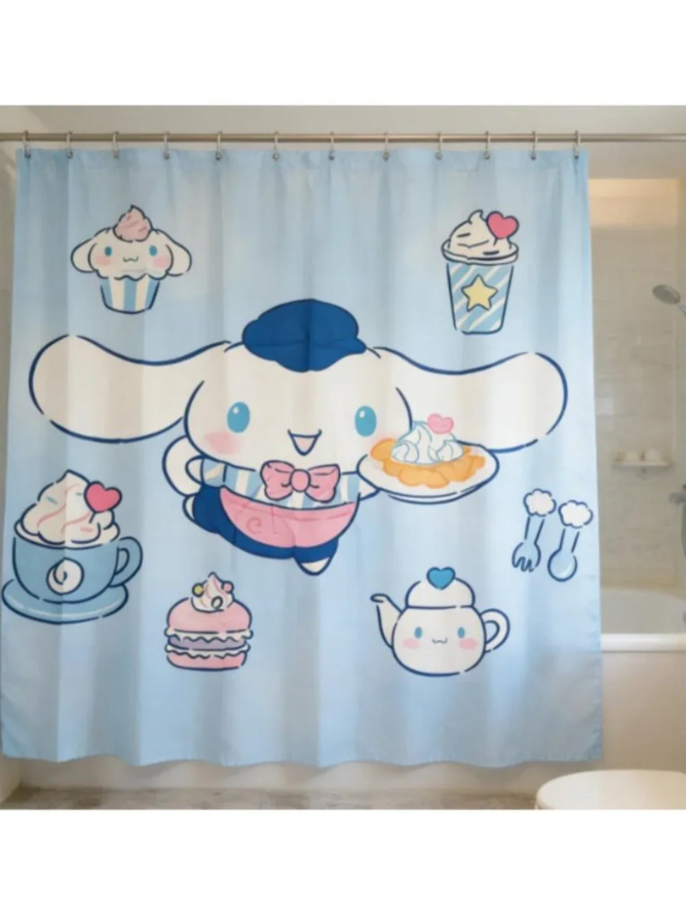 Cute Pastry & Dog Cartoon Shower Curtain 59